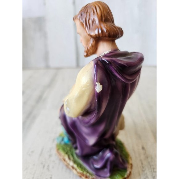 Vintage chalkware Joseph Nativity sheep Italy LB Italian AS IS religious figurin - Picture 4 of 11